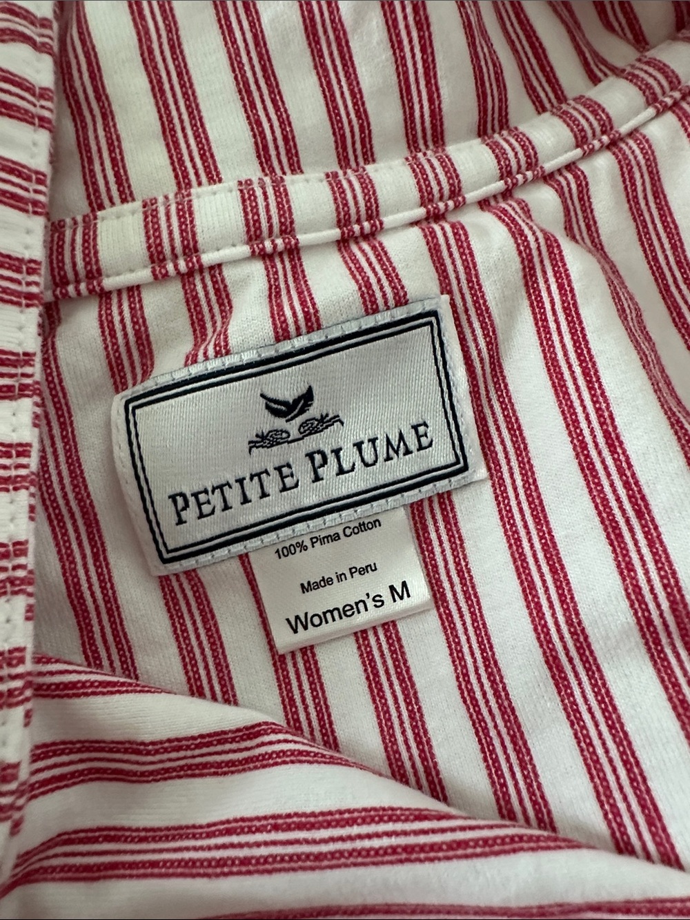 Light red striped women’s long sleeve & pants pajama set - Picture 2 of 2